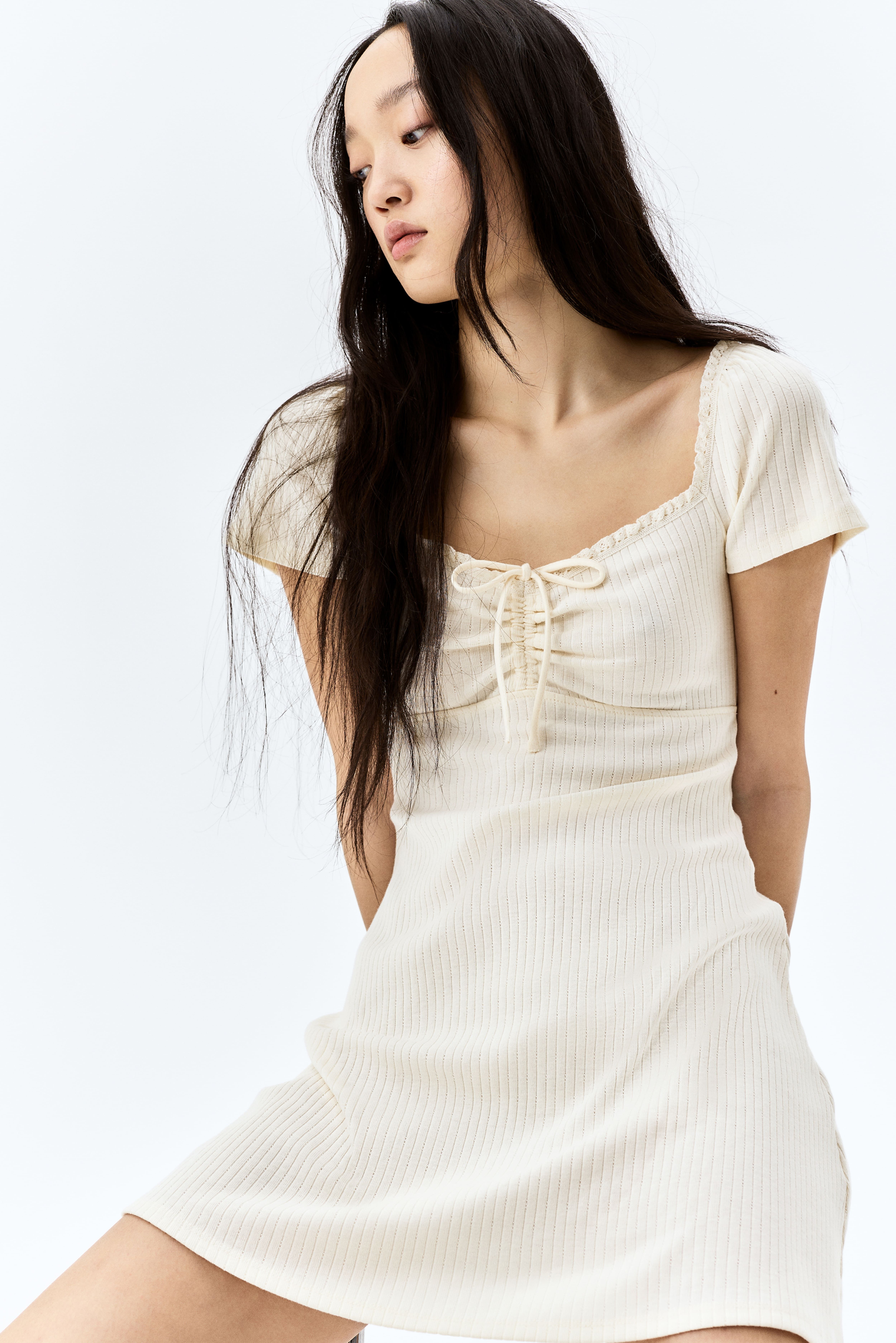 드레스 Lace-trimmed flared-skirt dress 1275441002