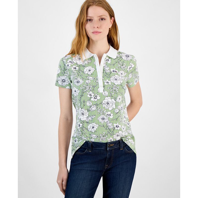 여성 프린팅 반팔 폴로 셔츠 Women's Printed Short-Sleeve Polo Shirt 20909969 Tea Tree Multi