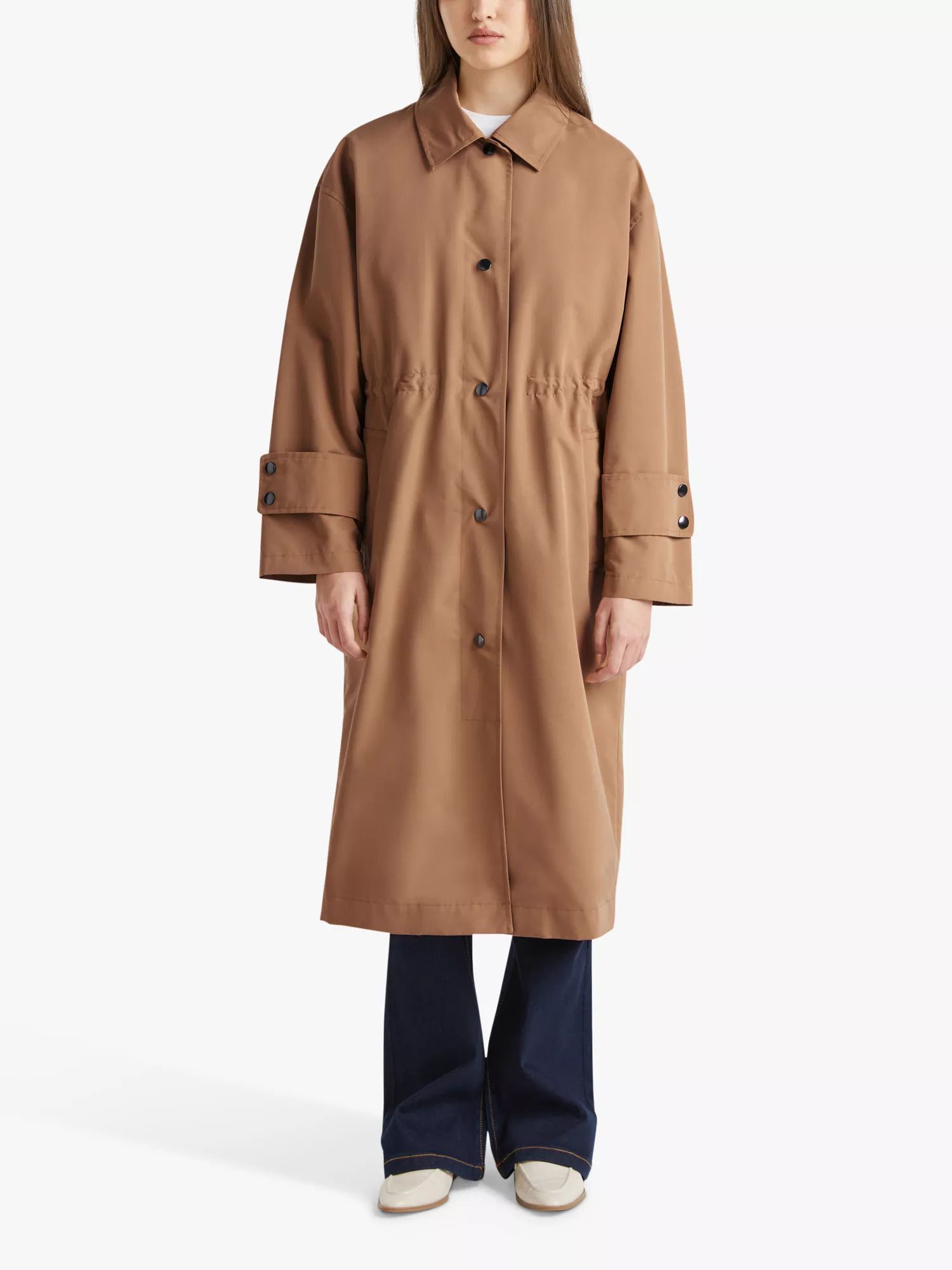 루즈 핏 롱라인 트렌치 코트 라이트 브라운 Loose Fit Longline Trench Coat, Light Brown 113481010
