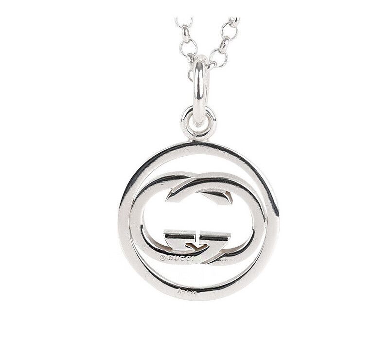 중고  인터로킹 써클 GG로고 실버 목걸이 7219972075