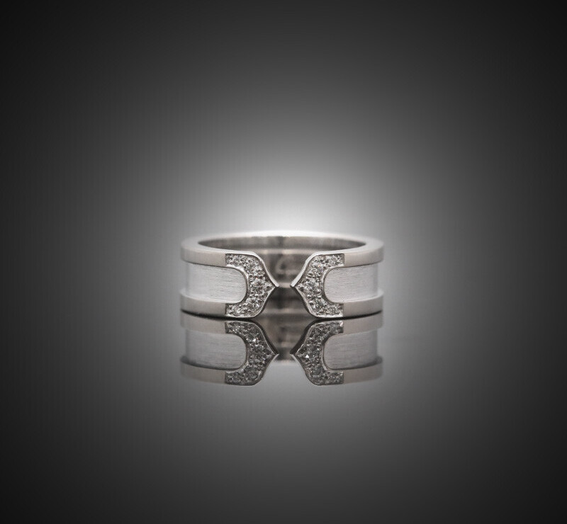 Cartier バレリーナ 2点セット Cartier Double C Ring 18K White Gold Diamond 6.4MM 51 Size