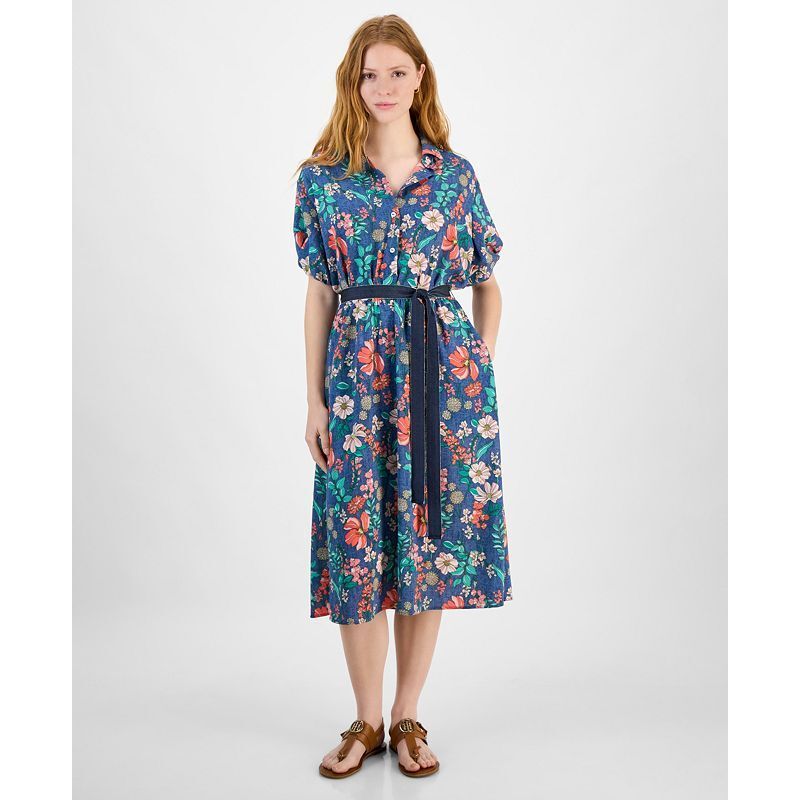 여성 플로랄 프린트 Women's Floral-Print Shirtdress 20909959 Blue Multi