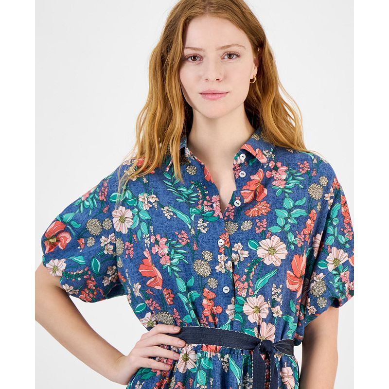 여성 플로랄 프린트 Women's Floral-Print Shirtdress 20909959 Blue Multi