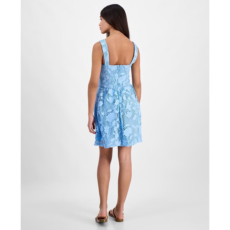 레이스 뷔스티에 드레스 Juniors' Lace Sweetheart-Neck Bustier Dress 20967296 Bright blue