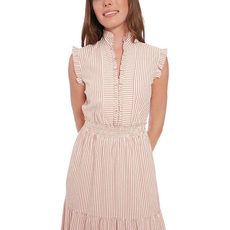 여성 스트라이프 러플 트리밍 맥시 드레스 Women's Striped Tiered Ruffle-Trim Maxi Dress 21227159 Rosepkivory