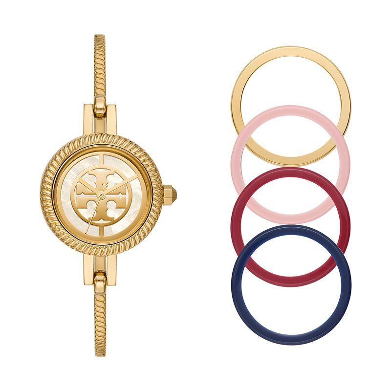 여성 골드톤 스테인레스 스틸 뱅글 팔찌 시계 세트 Women's Reva Gold-Tone Stainless Steel Bangle Bracelet Watch 27mm Gift Set 6712424 Gold