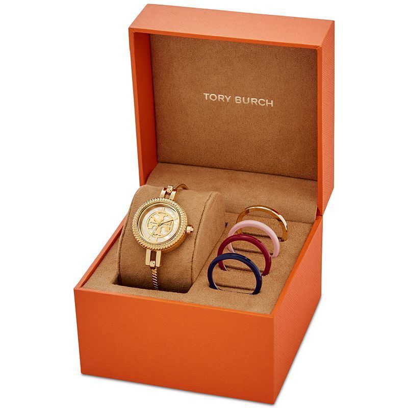 여성 골드톤 스테인레스 스틸 뱅글 팔찌 시계 세트 Women's Reva Gold-Tone Stainless Steel Bangle Bracelet Watch 27mm Gift Set 6712424 Gold