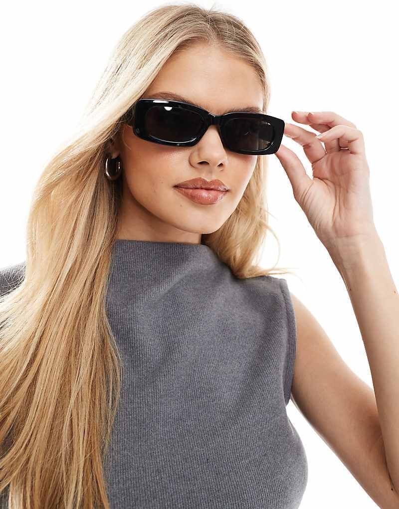 블랙 Mittelgroße, eckige Sonnenbrille in Schwarz 207845431SCHWARZ