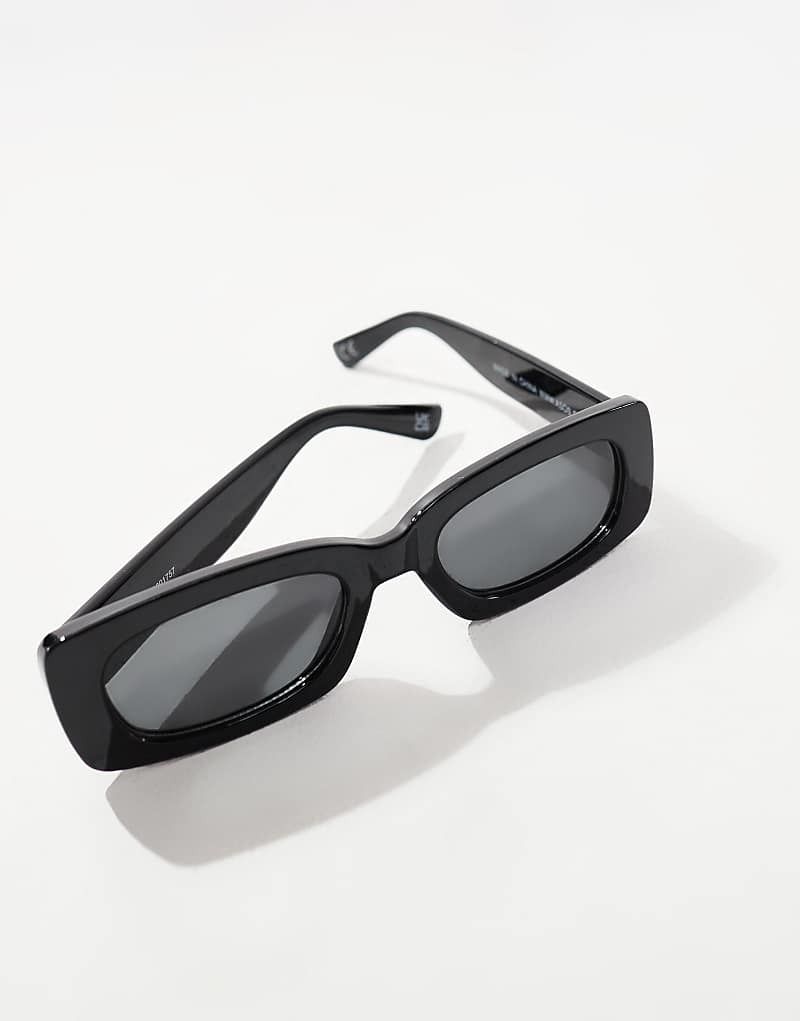블랙 Mittelgroße, eckige Sonnenbrille in Schwarz 207845431SCHWARZ