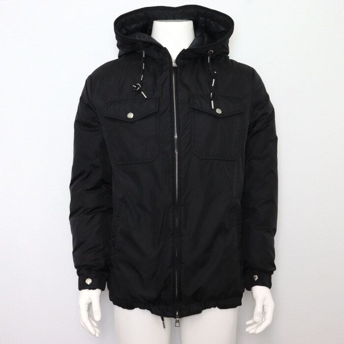 중고 MENUE 메누에 블랙 와펜 후드 다운 남성 패딩 자켓 aa49189