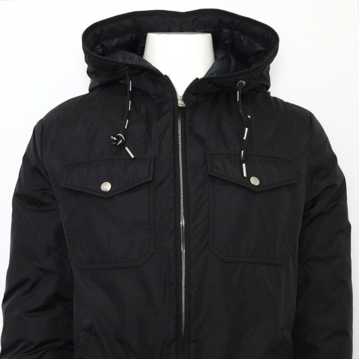 중고 MENUE 메누에 블랙 와펜 후드 다운 남성 패딩 자켓 aa49189