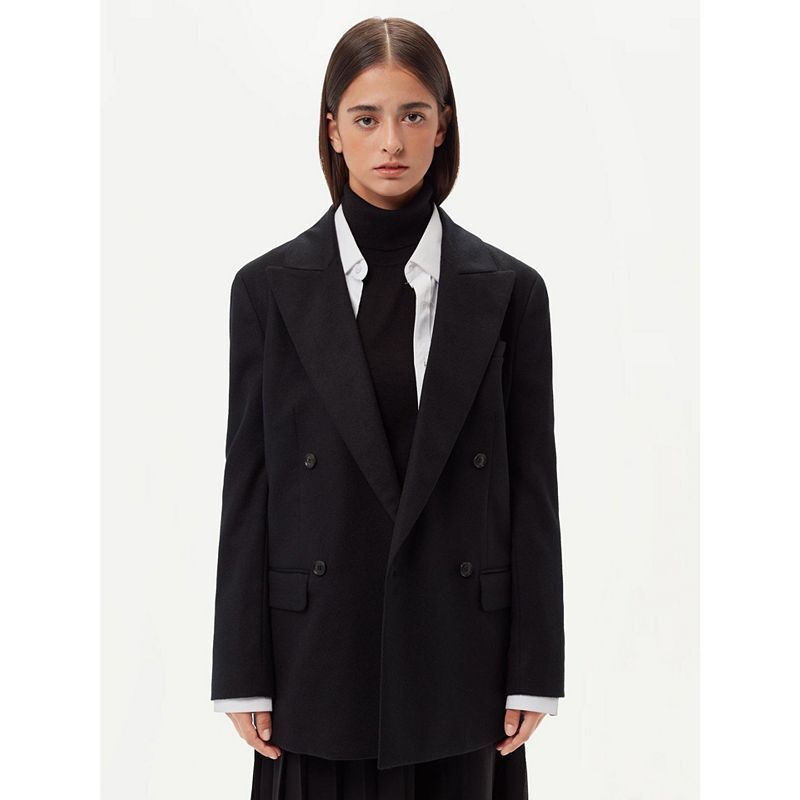 여성 더블 버튼 캐시미어 블레이저 Women's Double-Breasted Cashmere Blazer 21997473 Black-blue graphite