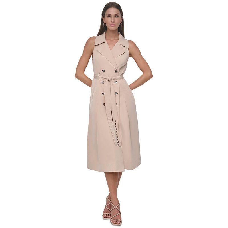 여성 카라 벨트 핏 플레어 민소매 드레스 Women's Collared Belted Fit & Flare Sleeveless Dress 20593521 Blush