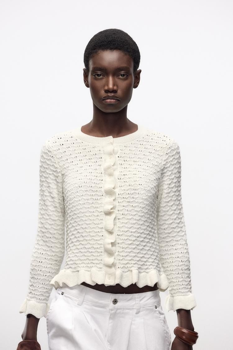 러플 니트 가디건 RUFFLED KNIT CARDIGAN 438076231