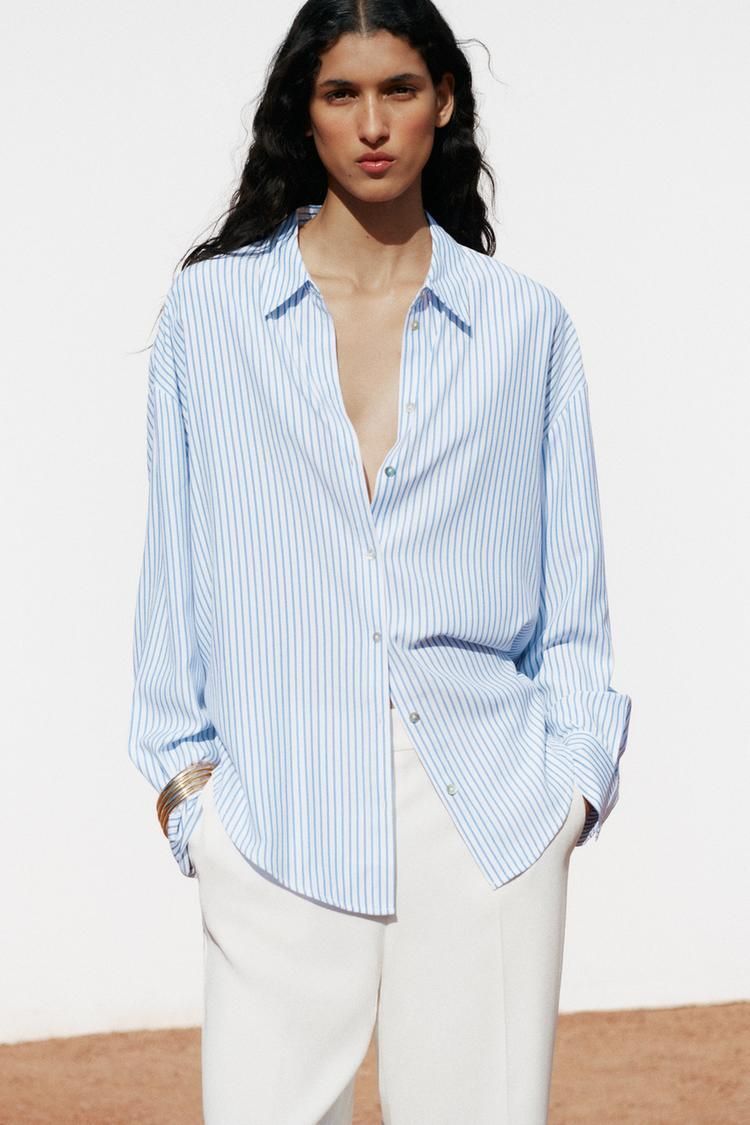 오버사이즈 스트라이프 셔츠 OVERSIZE STRIPED SHIRT 448421386