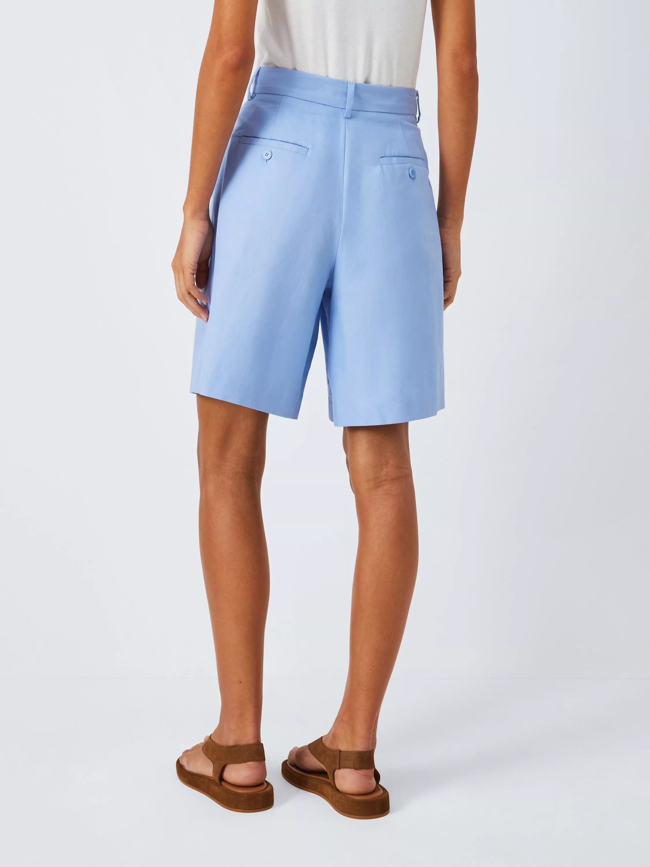플레어 코튼 린넨 블렌드 바지 라이트 블루 Ecuba Flared Cotton Linen Blend Shorts, Light Blue 112769498