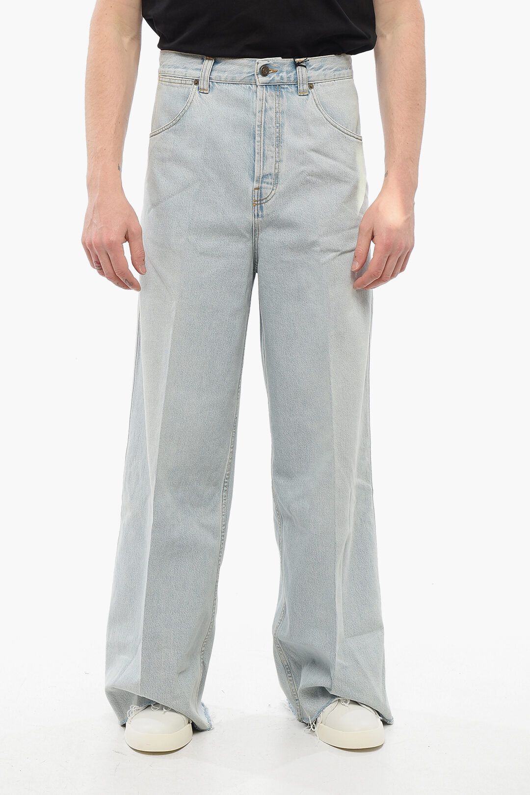 라이트 워시 와이드 데님 청바지 프린지 Light Wash Wide Leg Denims with Fringed Bottom 34cm 629198