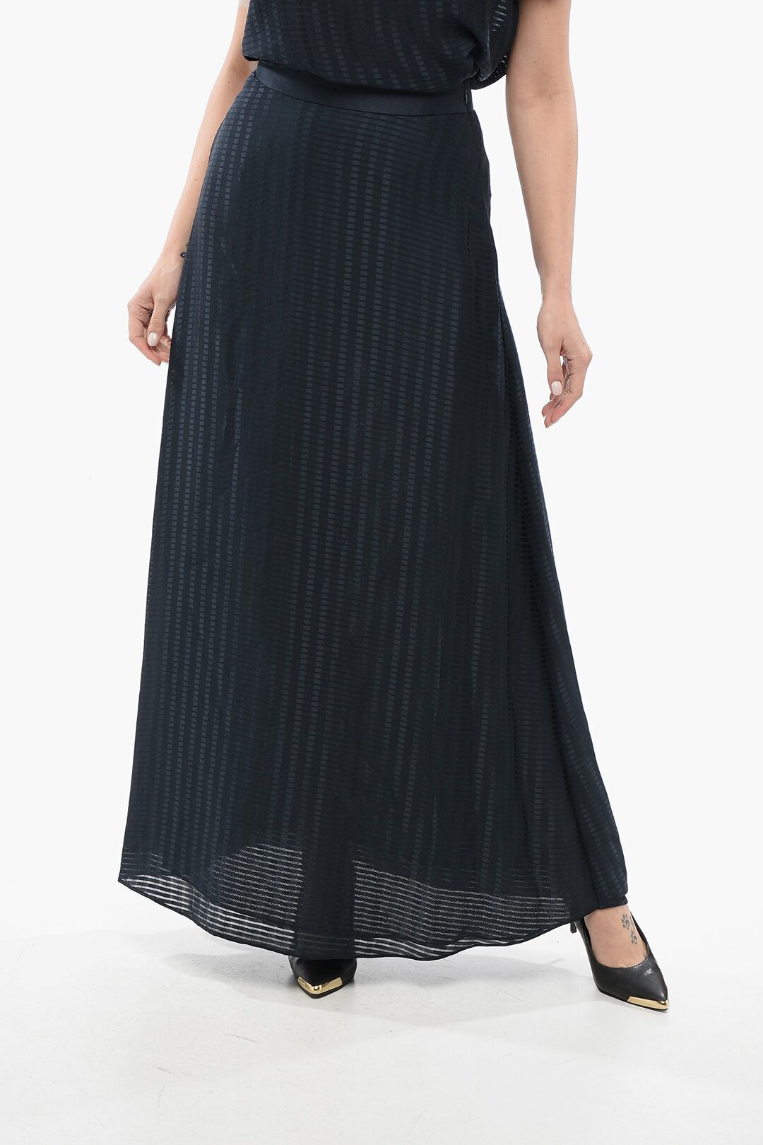 엠페리오 맥시 스커트 새틴 모티프 EMPORIO Maxi Skirt with Satin Motif 641105