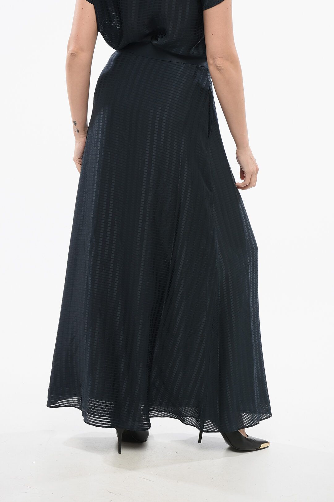 엠페리오 맥시 스커트 새틴 모티프 EMPORIO Maxi Skirt with Satin Motif 641105