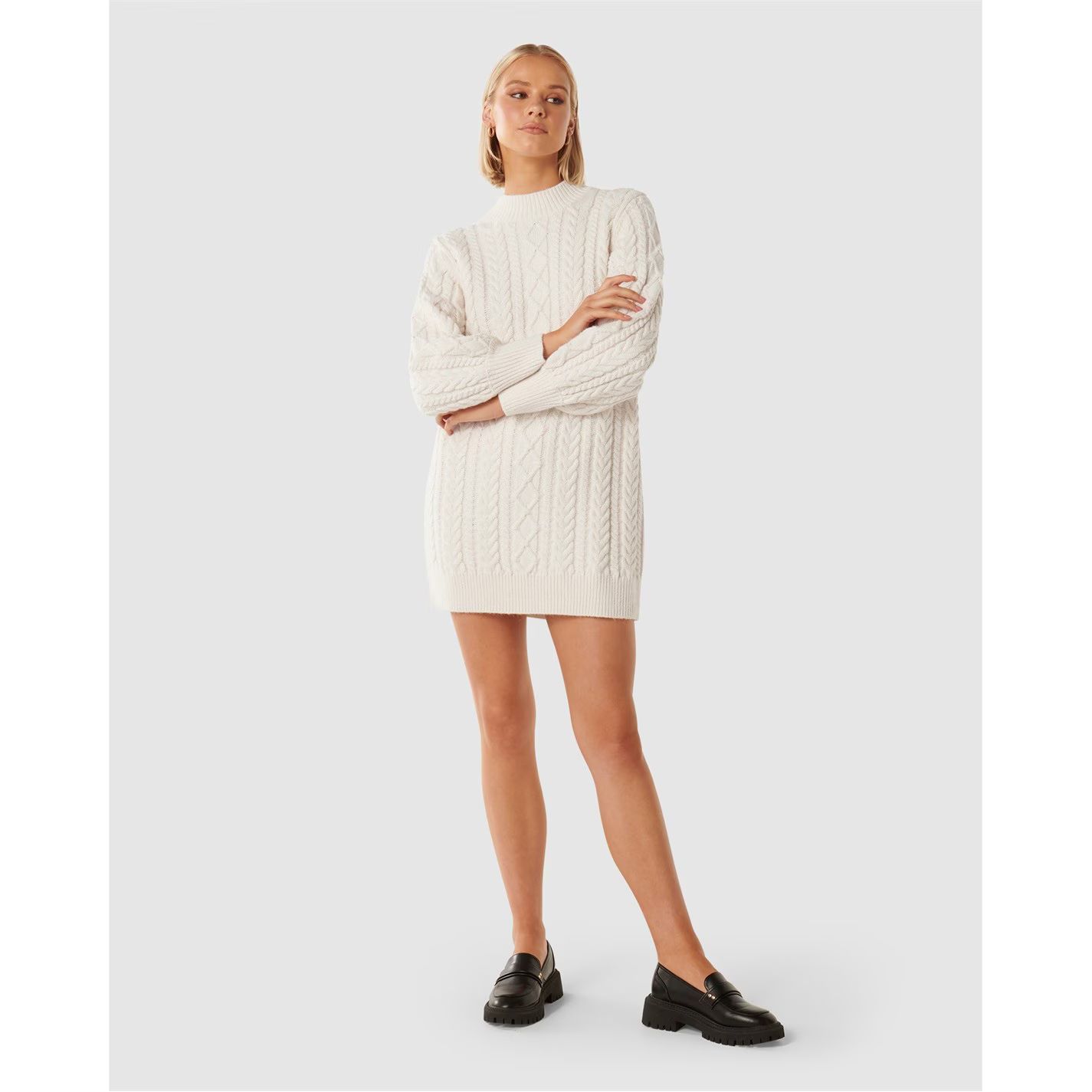 케이블 점퍼 니트 드레스 Harper Cable Jumper Knit Dress Porcelain 30912401