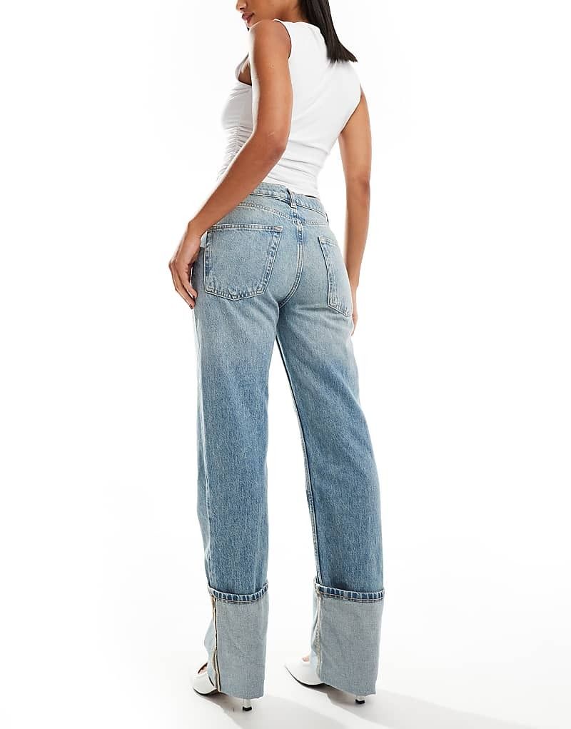 데님 블루 Alison   Gerade geschnittene Jeans in Blau mit Umschlag 207109721BLAU