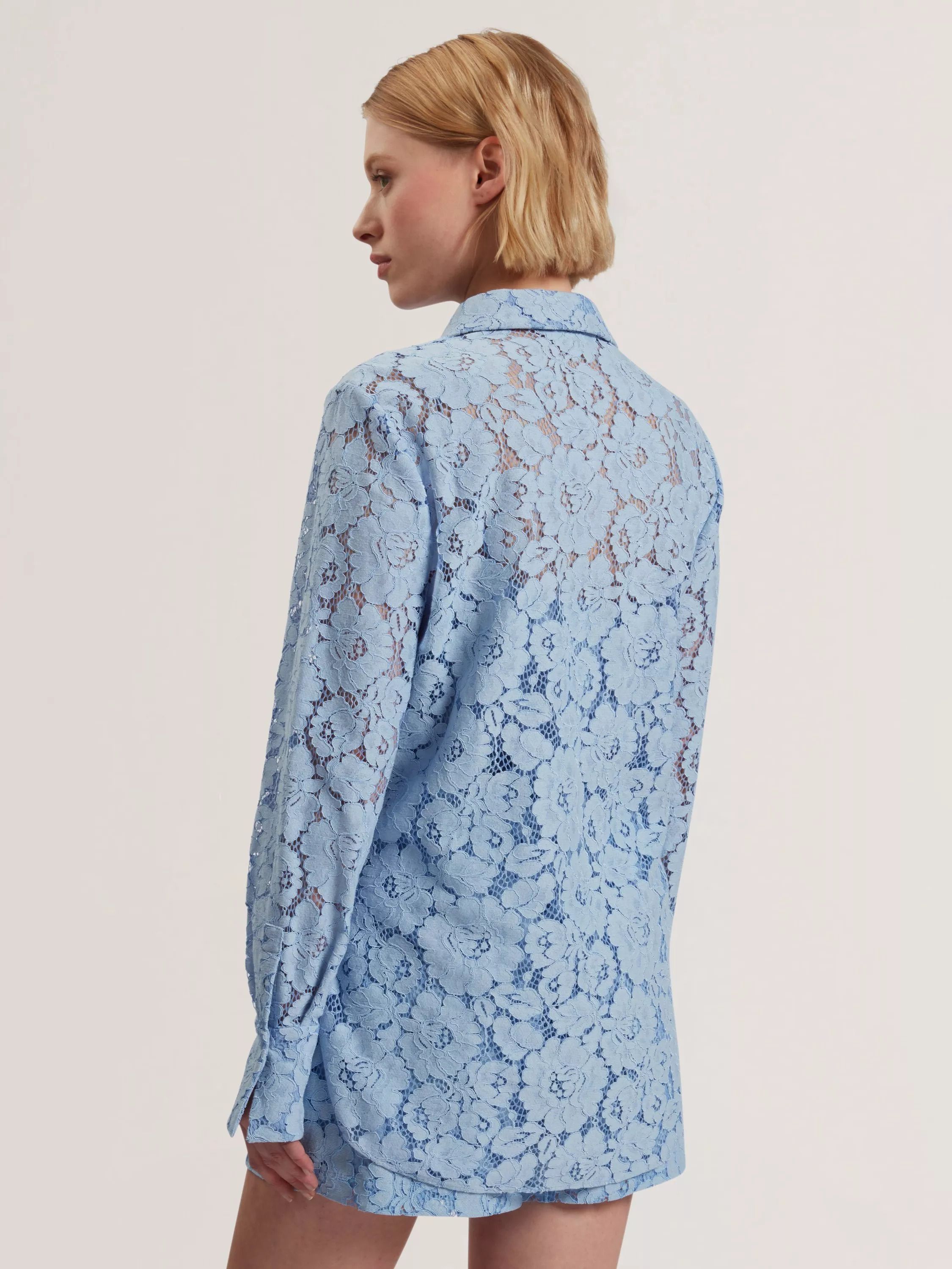 롱라인 레이스 셔츠 라이트 블루 Gennoa Longline Lace Shirt, Light Blue 113479419