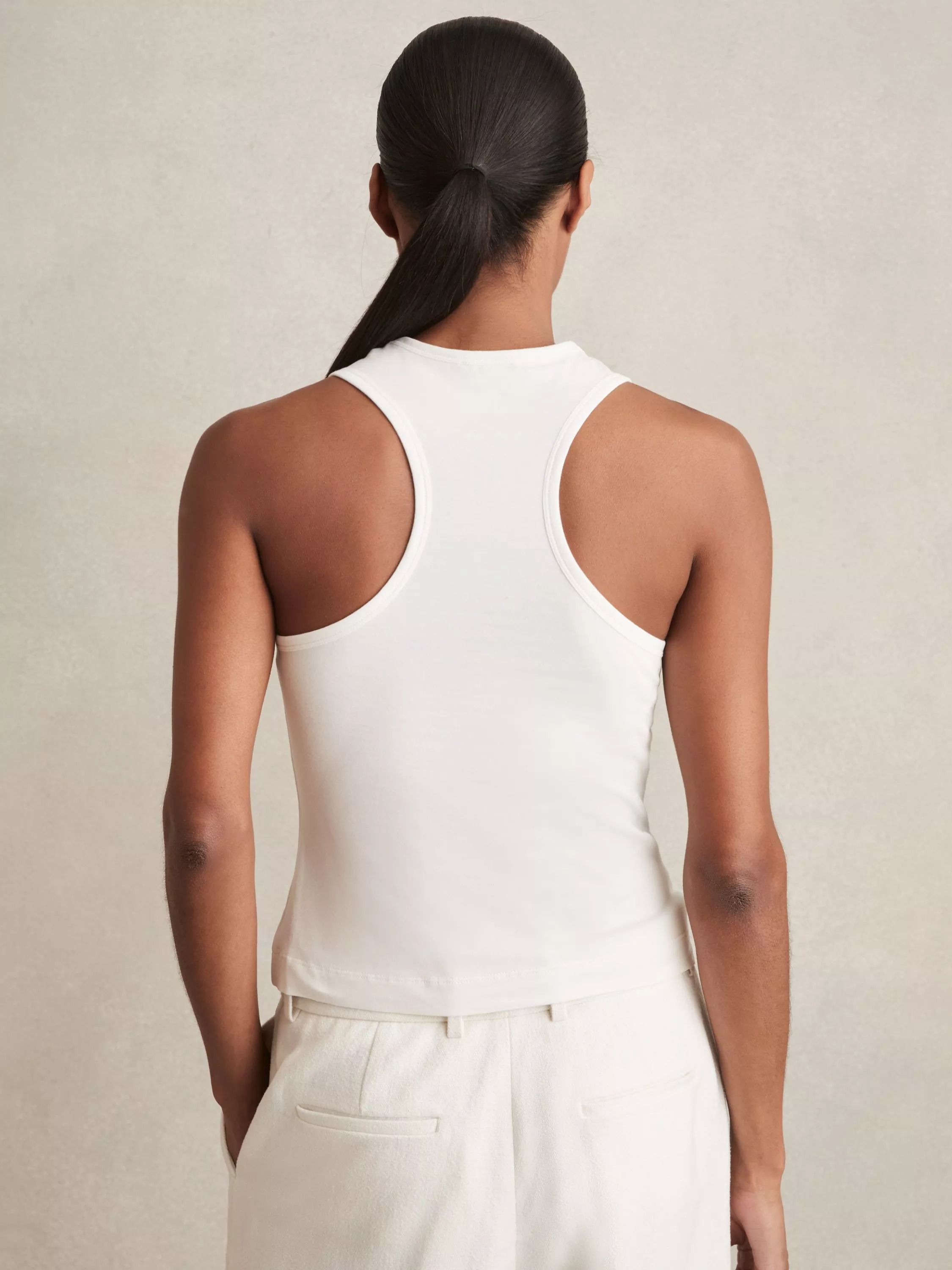레이서백 베스트 탑 화이트 Clara Racerback Vest Top, White 113524020