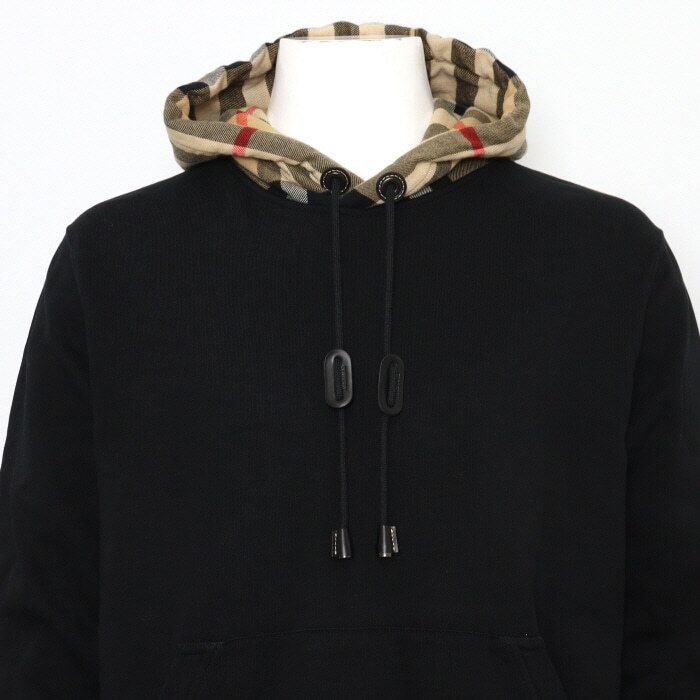 パーカー・フーディ *Burberry* Check Cotton Relaxed Fit Hoodie Black 8058117 805 Check Label Cotton Zip Hoodie in Black - Men | Burberry