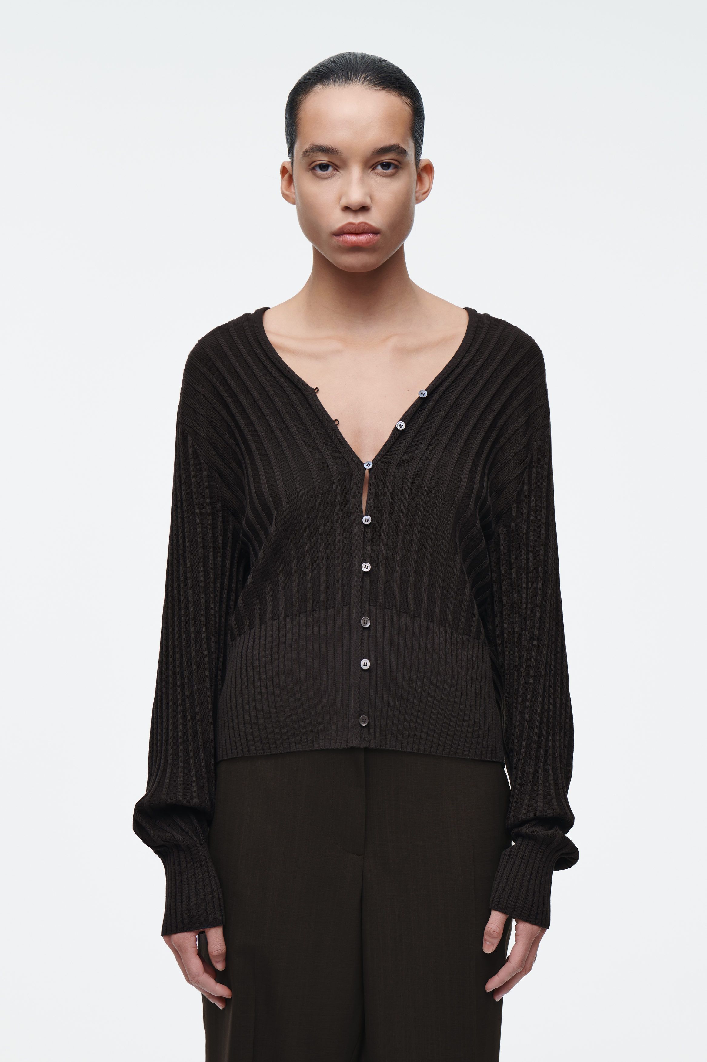골지 니트 실크 가디건 RIB-KNIT SILK CARDIGAN 1271483001