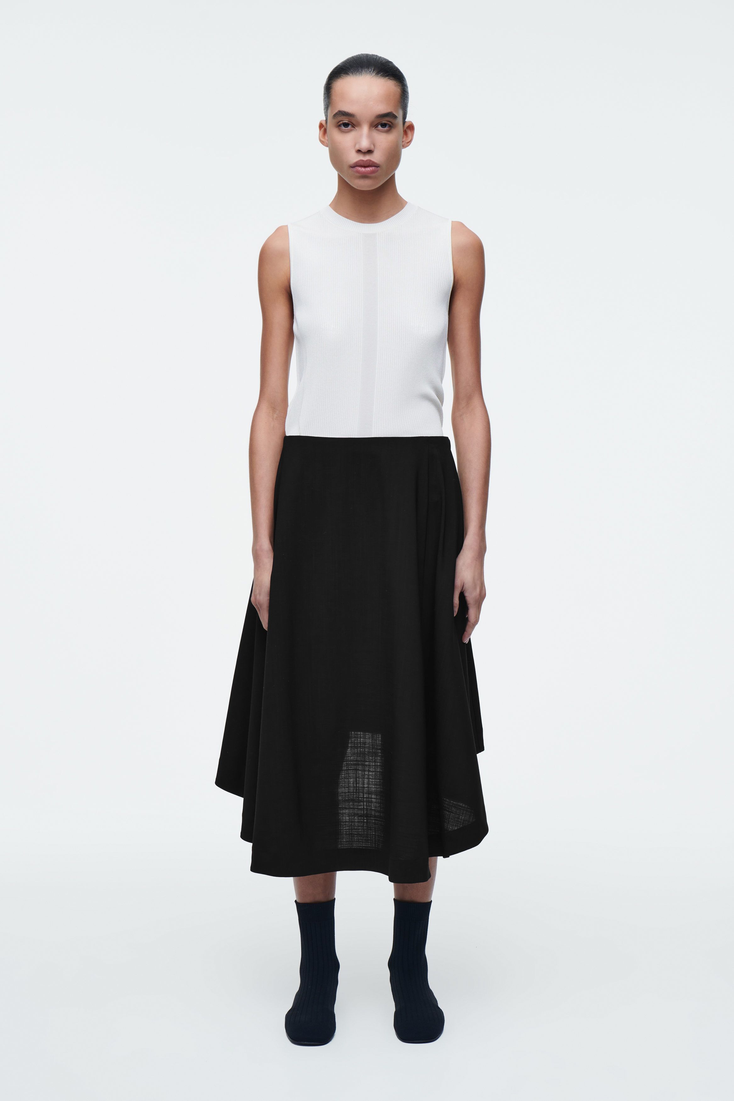 울 스커트 DECONSTRUCTED SHEER WOOL SKIRT 1271463001