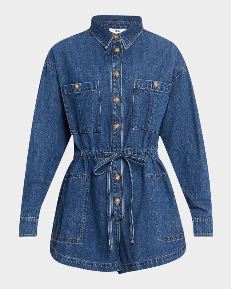 롱슬리브 데님 Madigan Long-Sleeve Denim Romper prod280630138GLIMPSE