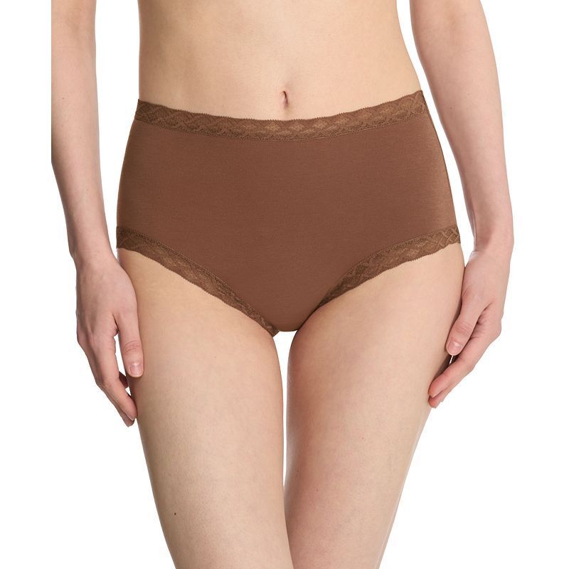 브리스 레이스 하이 코튼 Bliss Lace-Trim High Rise Cotton Brief Underwear 755058 22043175 Nutmeg