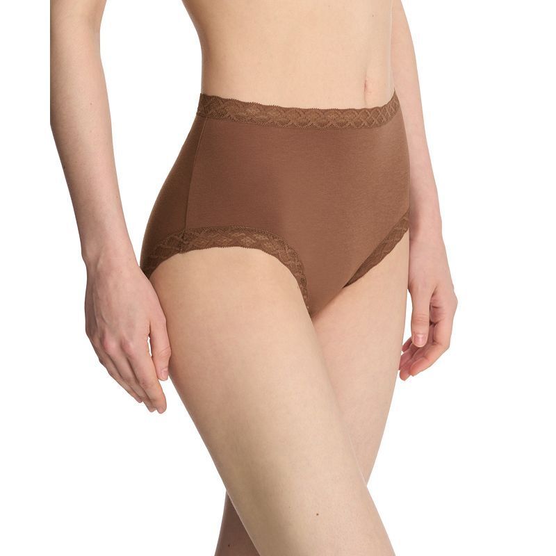 브리스 레이스 하이 코튼 Bliss Lace-Trim High Rise Cotton Brief Underwear 755058 22043175 Nutmeg