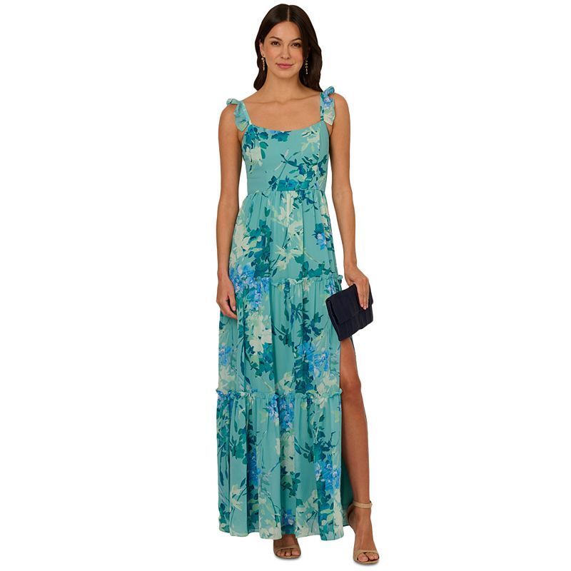 여성 프린팅 쉬폰 드레스 Women's Printed Ruffle-Tiered Chiffon Gown 21570383 Slate Multi