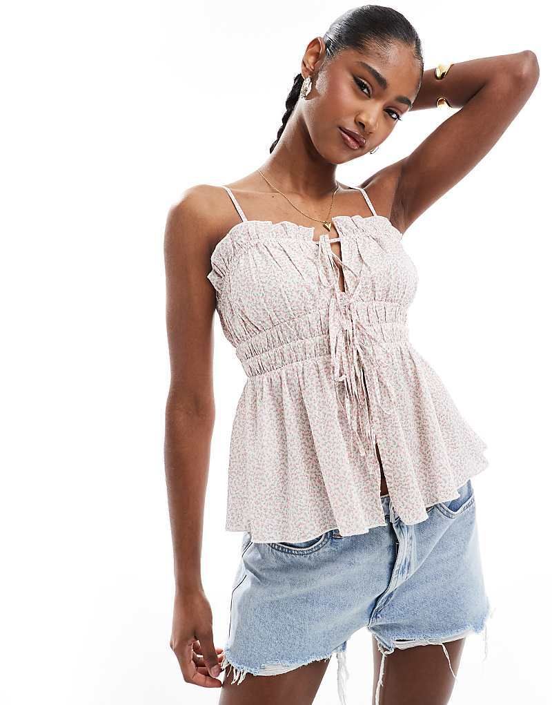 & STR   Camisole-Top mit Blumchenmuster und Schnurung vorn 208462619BUNT