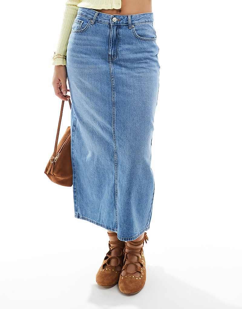 Midi-Jeansrock in Mittelblau mit Schlitz hinten 207709166Mittelblau