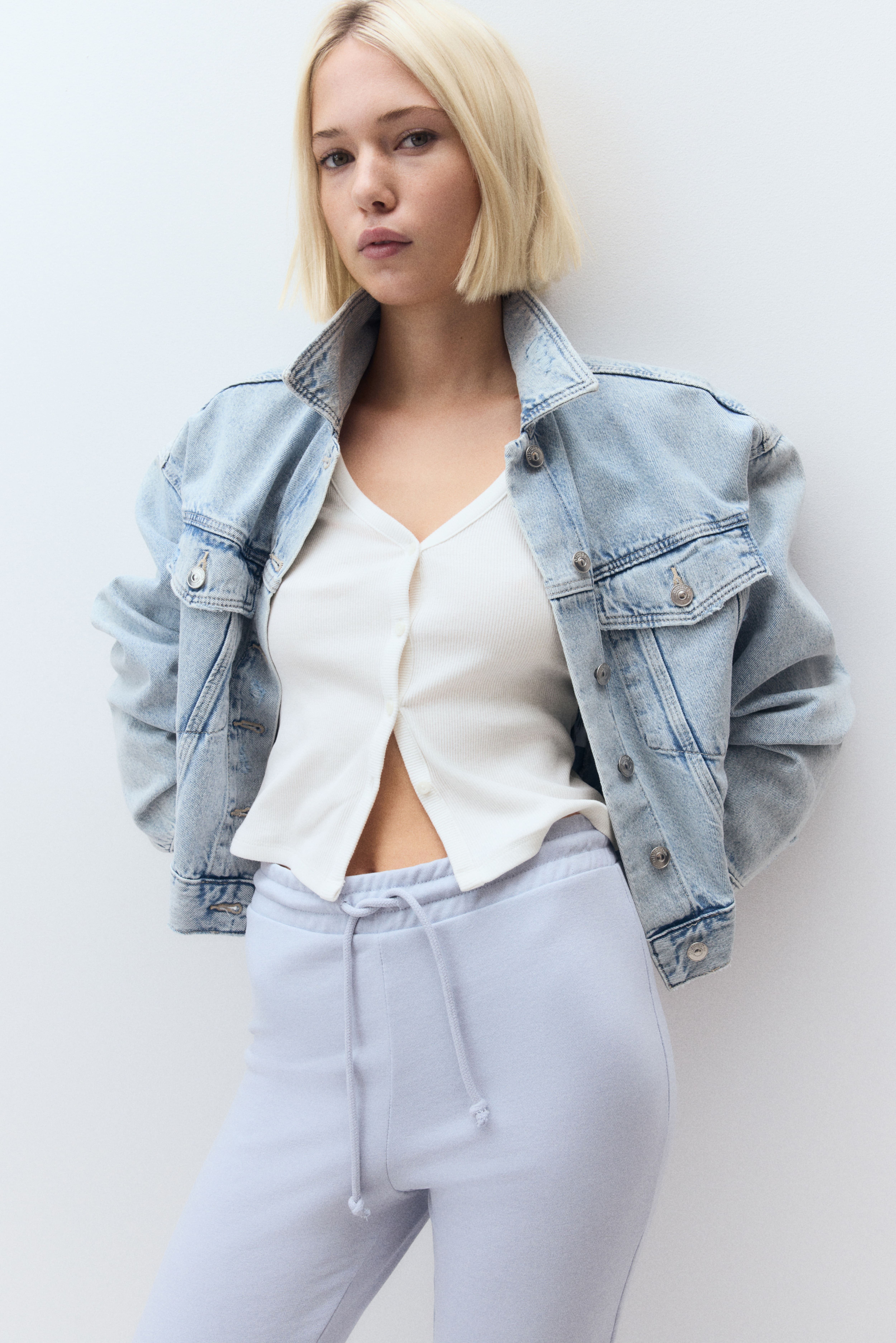 티셔츠 Ribbed button-front T-shirt 1276117001