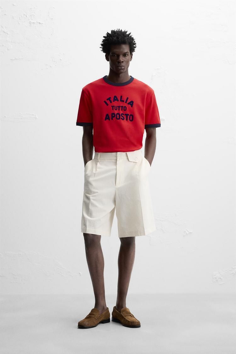 티셔츠 배색 T-SHIRT WITH CONTRASTING RIBBED TRIMS 438751681
