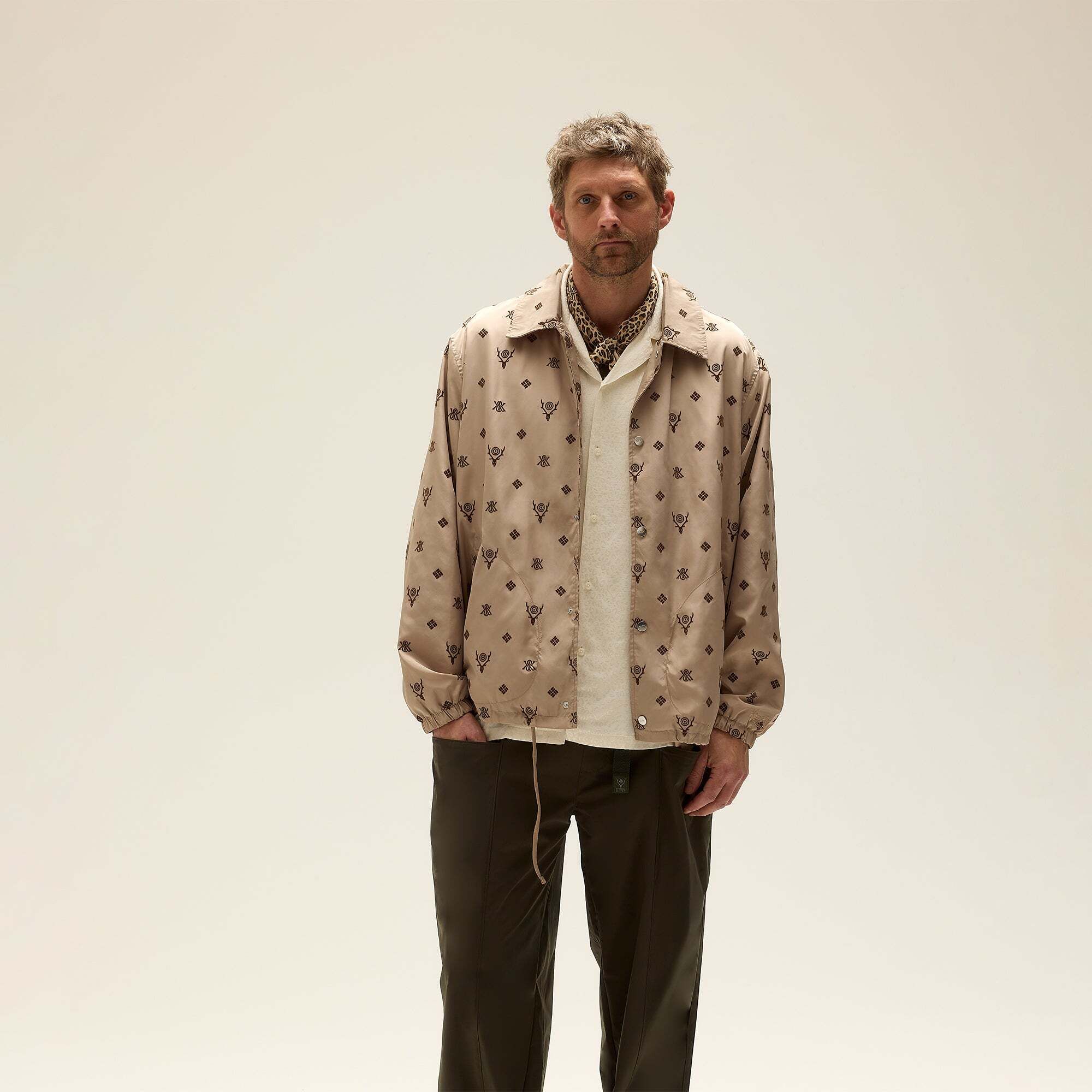 모노그램 자켓 Kith & South2 West8 for Columbia Flocked Monogram Coaches Jacket - Hue 8285030678656