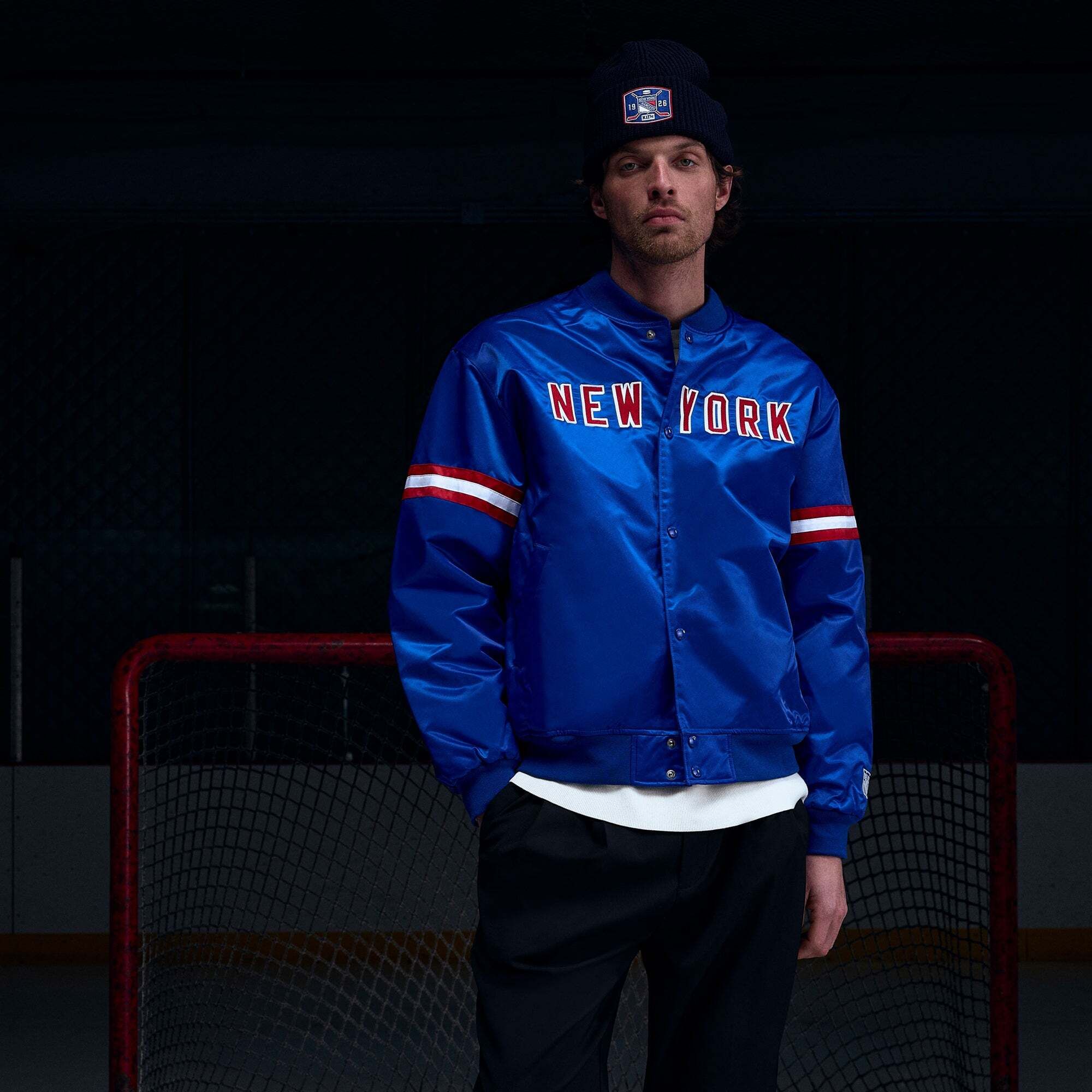 더 뉴 욕 새틴 봄버 자켓 Kith for the New York Rangers Satin Bomber Jacket - Cyclone 8284905078912