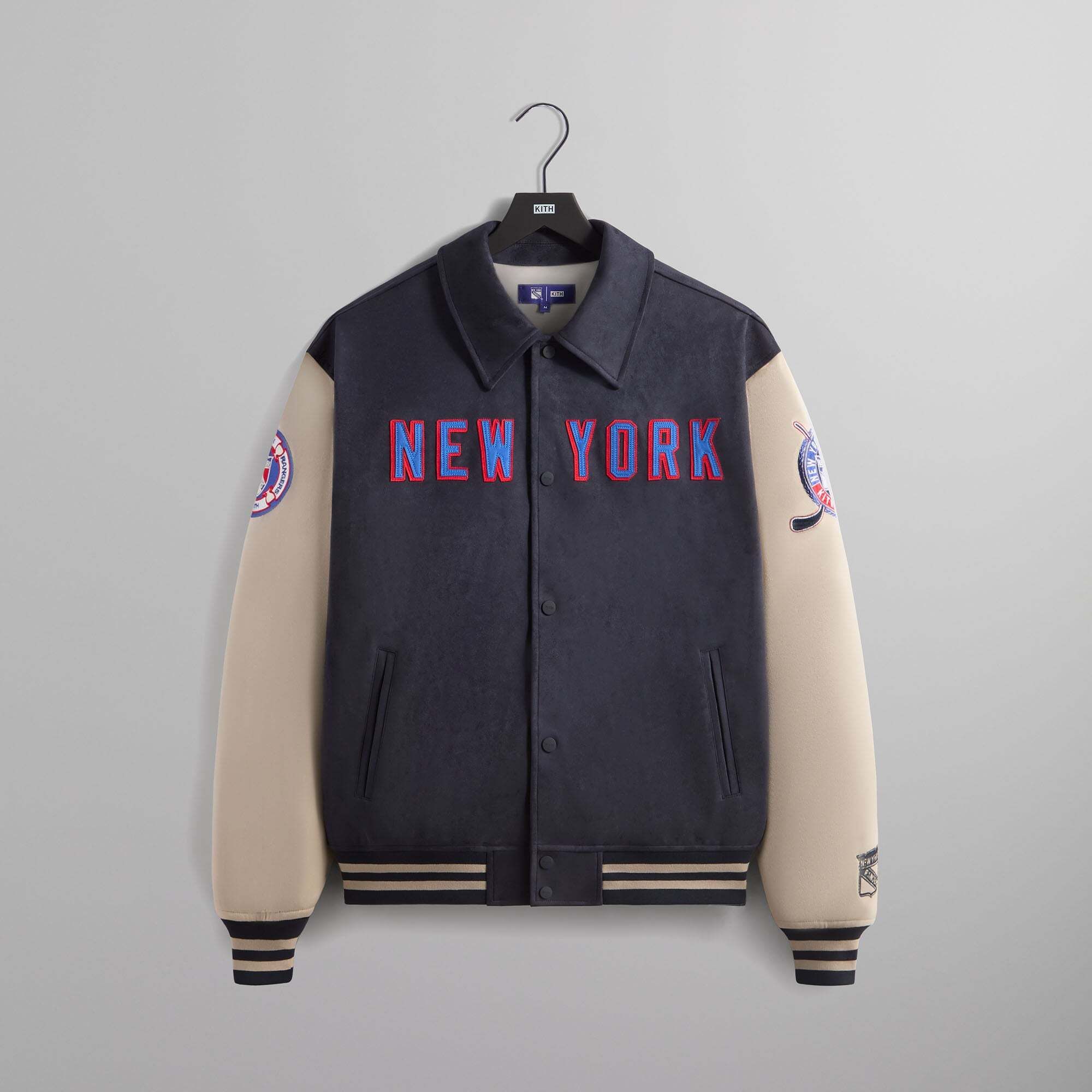더 뉴 욕 포우 스웨이드 자켓 Kith for the New York Rangers Faux Suede Lamont Coaches Jacket - Nocturnal 8284903145600