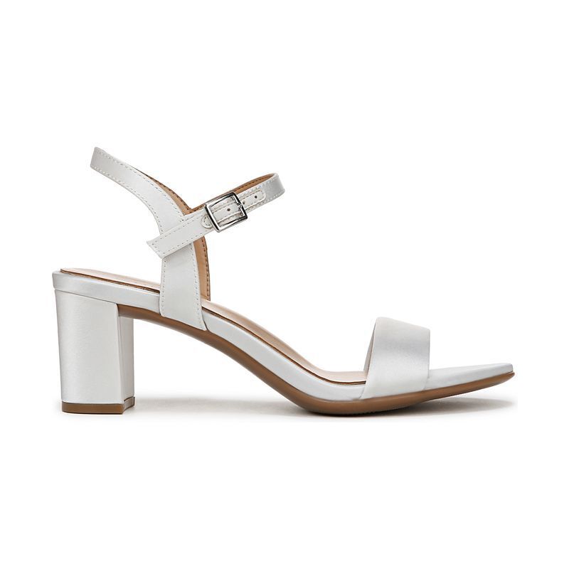 여성 블록 힐 드레스 샌들 Women's Bristol Block Heel Dress Sandals 10497069 Pearl White Satin