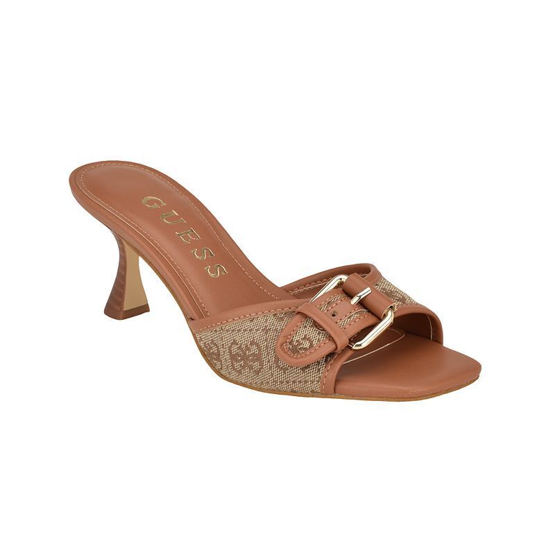 여성 버클 힐 드레스 샌들 Women's Dista Buckle Kitten Heel Dress Sandals 15391150 Beige/Brown Logo