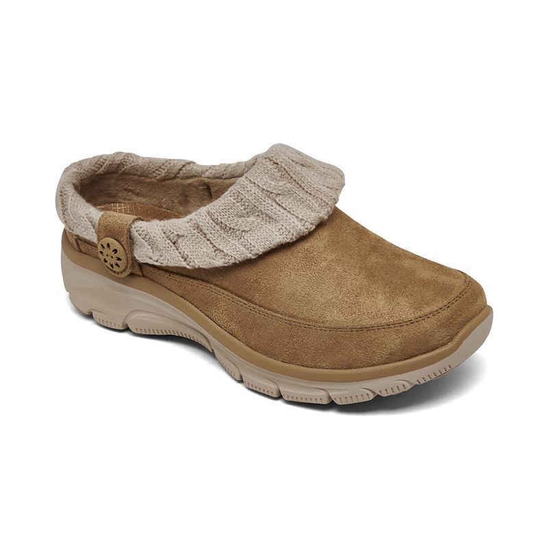 여성 릴렉스 핏 뮬 Women's Relaxed Fit Easy Going - Warm Duet Mule Slippers from Finish Line 18155589 Tan