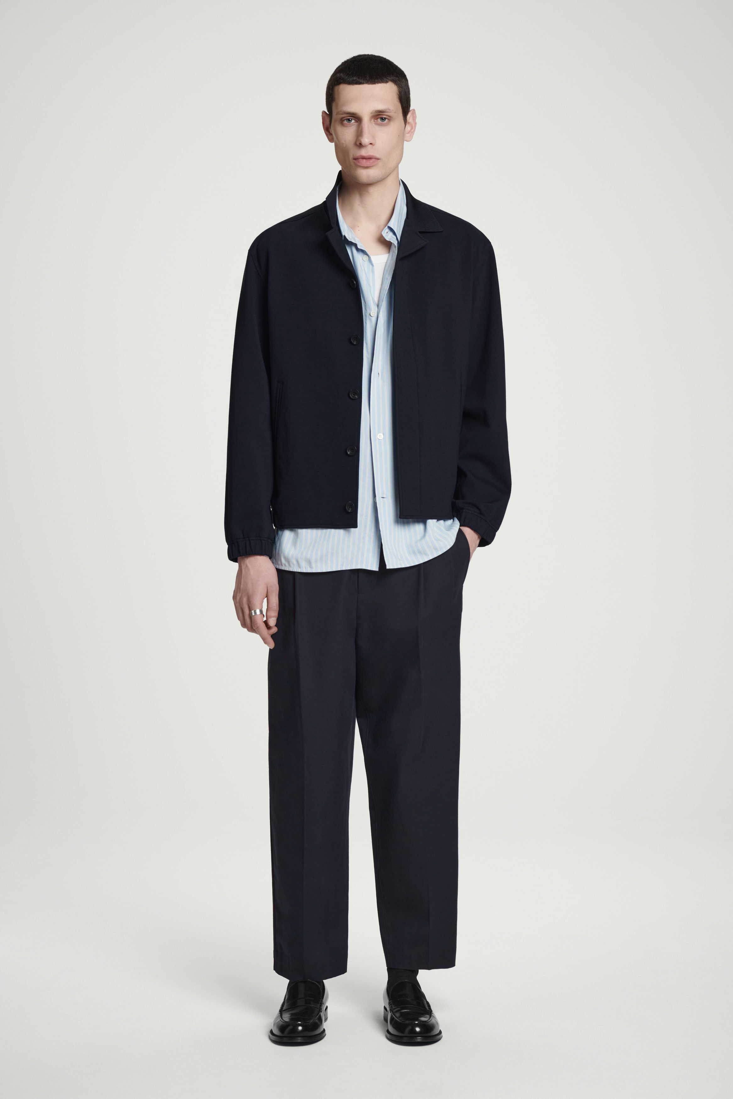카라 자켓 COLLARED INTERLOCK COTTON-JERSEY JACKET 1273212001