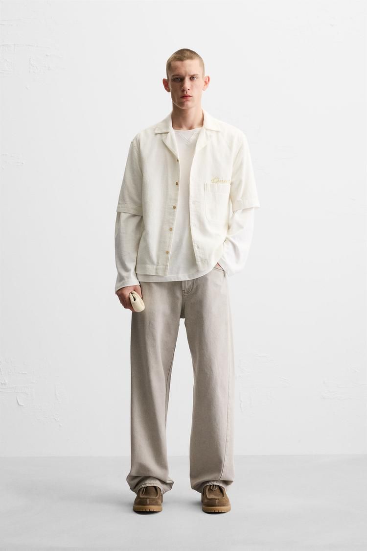 자수 텍스쳐드 셔츠 EMBROIDERED TEXTURED WEAVE SHIRT 422701356