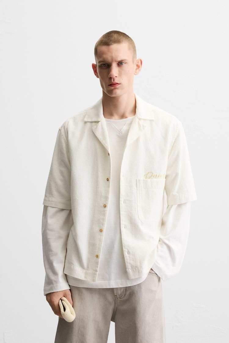 자수 텍스쳐드 셔츠 EMBROIDERED TEXTURED WEAVE SHIRT 422701356