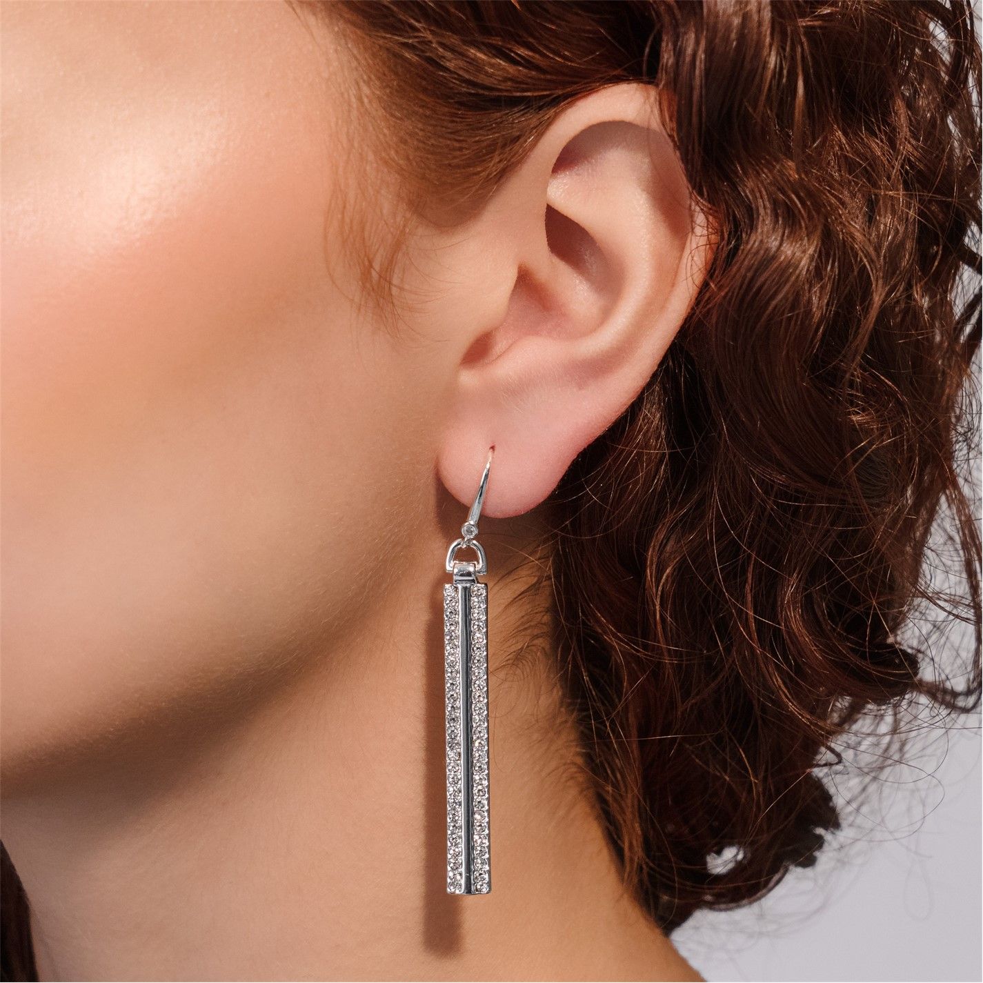 파브 귀걸이 실버 Jewellery Pave Linear Earrings Silver 88889411