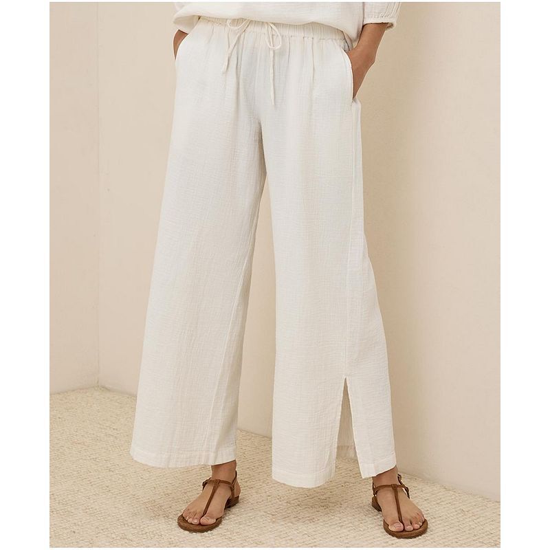 여성 오가닉 코튼 더블 팬츠 Women's Organic Cotton Coastal Double Gauze Split Hem Pant 21999875 Sea salt