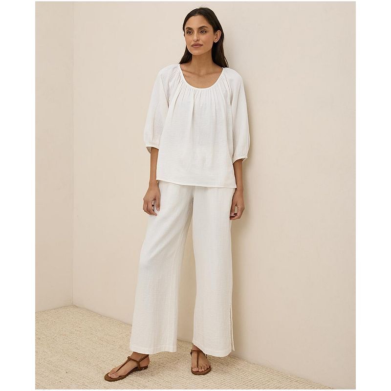 여성 오가닉 코튼 더블 팬츠 Women's Organic Cotton Coastal Double Gauze Split Hem Pant 21999875 Sea salt